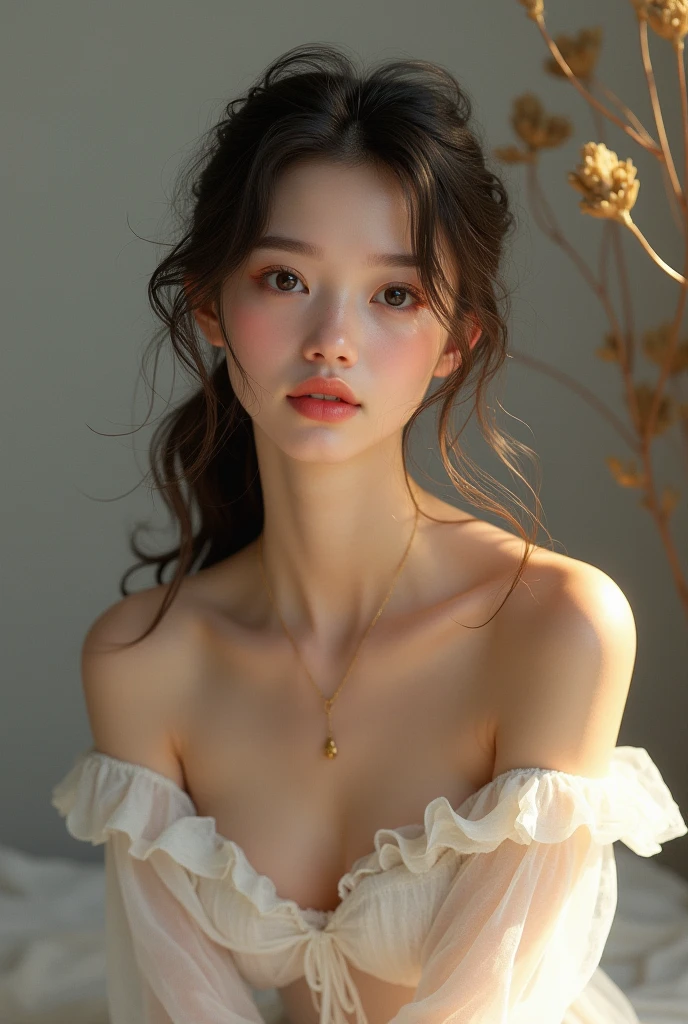 beautiful girl sitting sweetly
