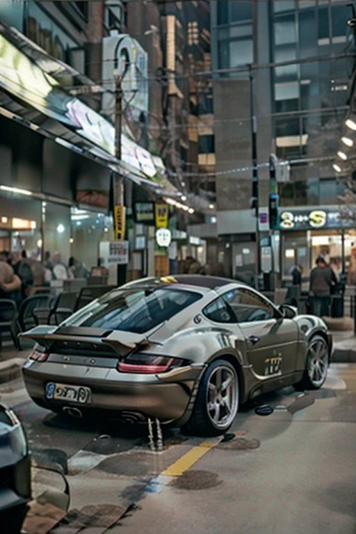 Image of a Porsche Cayman discovered in a parking area at a restaurant, December 2015, bad signal, found footage