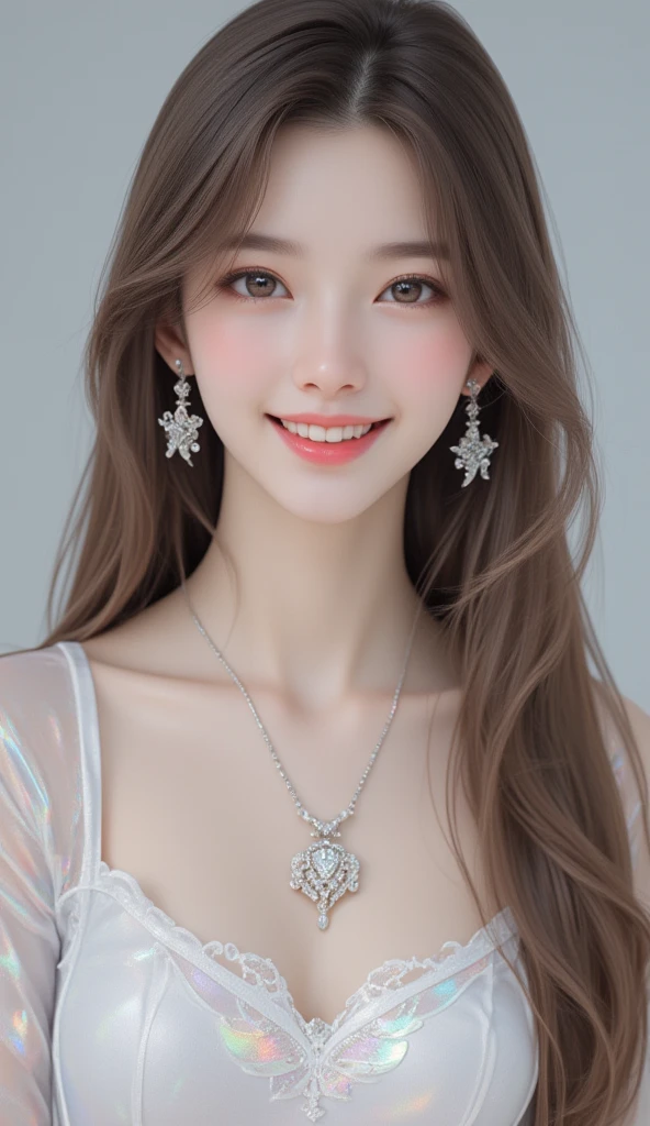 (((Very elegant and beautiful、Perfect detail、Very detailed)))、whole body、The finest girl、The depth of the boundary is written、whole bodyが美しく細かい、Thin legs、One Girl、20-year-old、Very short hair、Spiked Hair、gray and silver hair、Beautiful and fine hair、Perfect Face、Beautiful, detailed, deep eyes、Delicate arms and hands、Pale skin、Earrings、Beautiful and gorgeous necklace、Colorful background、HD background、Blurred Background、Very delicate and beautiful、masterpiece、(((Highest quality、Very beautiful 8K CG wallpaper))、smile、White lace bikini