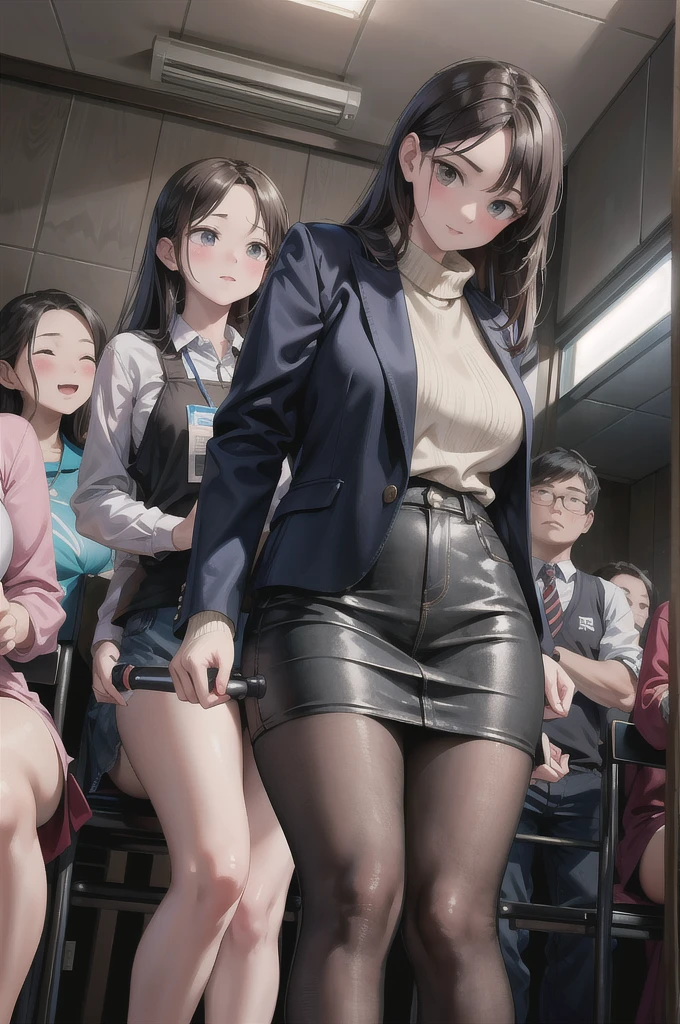 3 women ,SFW, realistic, masterpiece, VERY crowded subway train interior detailed scenario, VERY crowded subway train interior detailed background, standing insanely hot (woman 1) using y ((school uniform)), (((lifted skirt)), (big ass(thick thigths), (fear expression), blushed face,(woman 2)using sexy((ool uniform)),(((lifted skirt))),(woman 3) using sexy ((gyloths)),(((tight clothes))),dark skintone