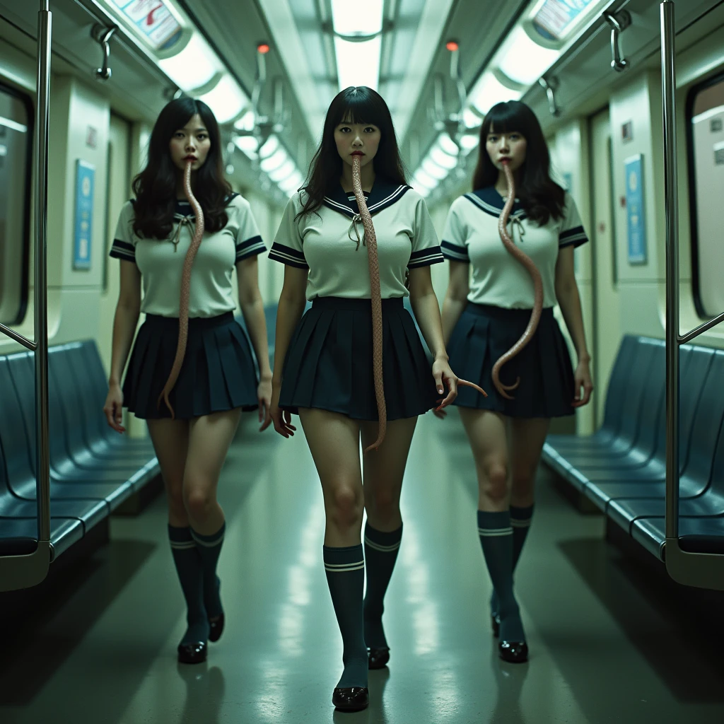 Photo.3 busty japanese women walking to viewer,Tentacles are coming out ...