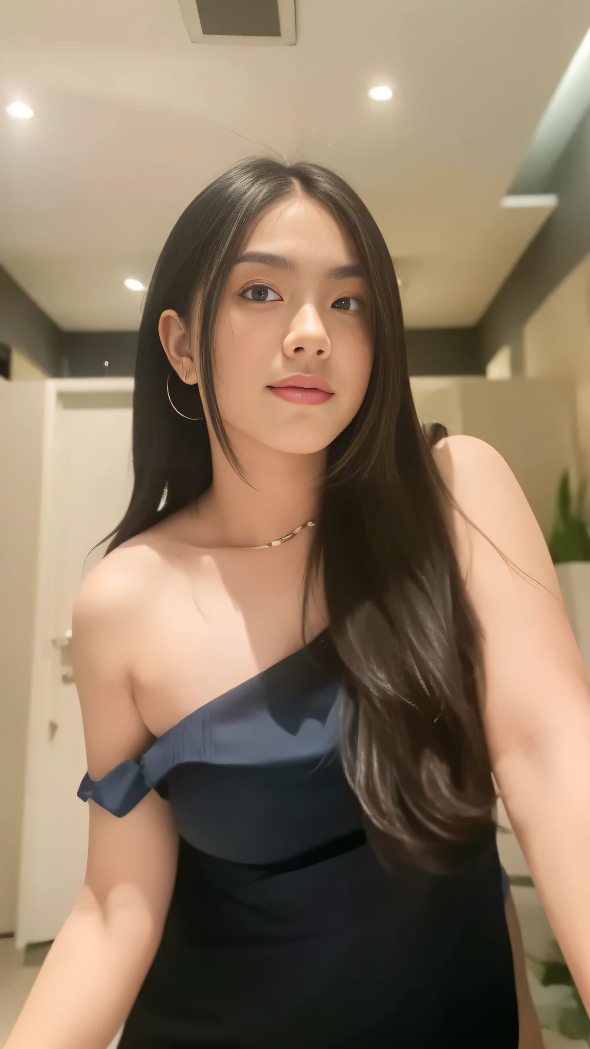 1girl, (Indonesian_high_school), detailed face, detailed eyes, thick breasts, detailed skin, looking at the camera, clear light, (8k, RAW photo, best quality, masterpiece: 1.4), (realistic, realistic: 1.37), ultra-high resolution, photorealistic, high resolution, solo, wide muscular hips, realistic face, (detailed face), cute smile, black hair Color, camera shot from under, clean armpit, six pack belly, full body angle, s young woman, perfect thighs, muscular thighs, muscular arms, standing, white shirt, grey blue short skirt, asian goddess, long hair, straight hairstyle, muscular abs, thick wide muscular hips, muscular arm, tall body