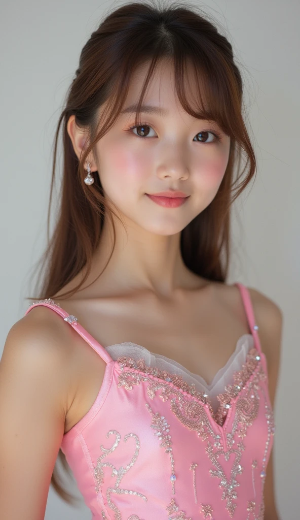 Beautiful teen girl pink top