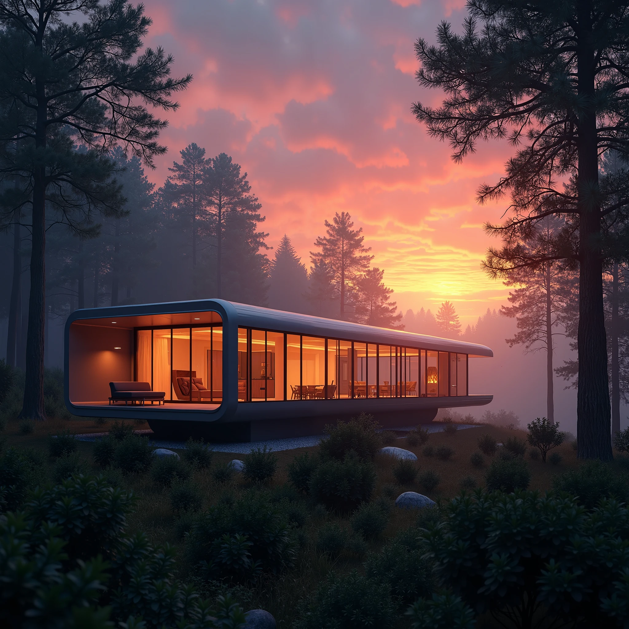 There is a house that is sitting in the middle of the woods - SeaArt AI