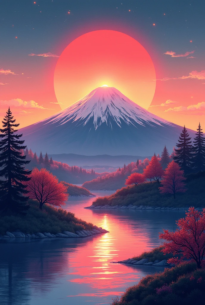 new year poster， First Sunrise、 Diamond Fuji,“Happy New Year”