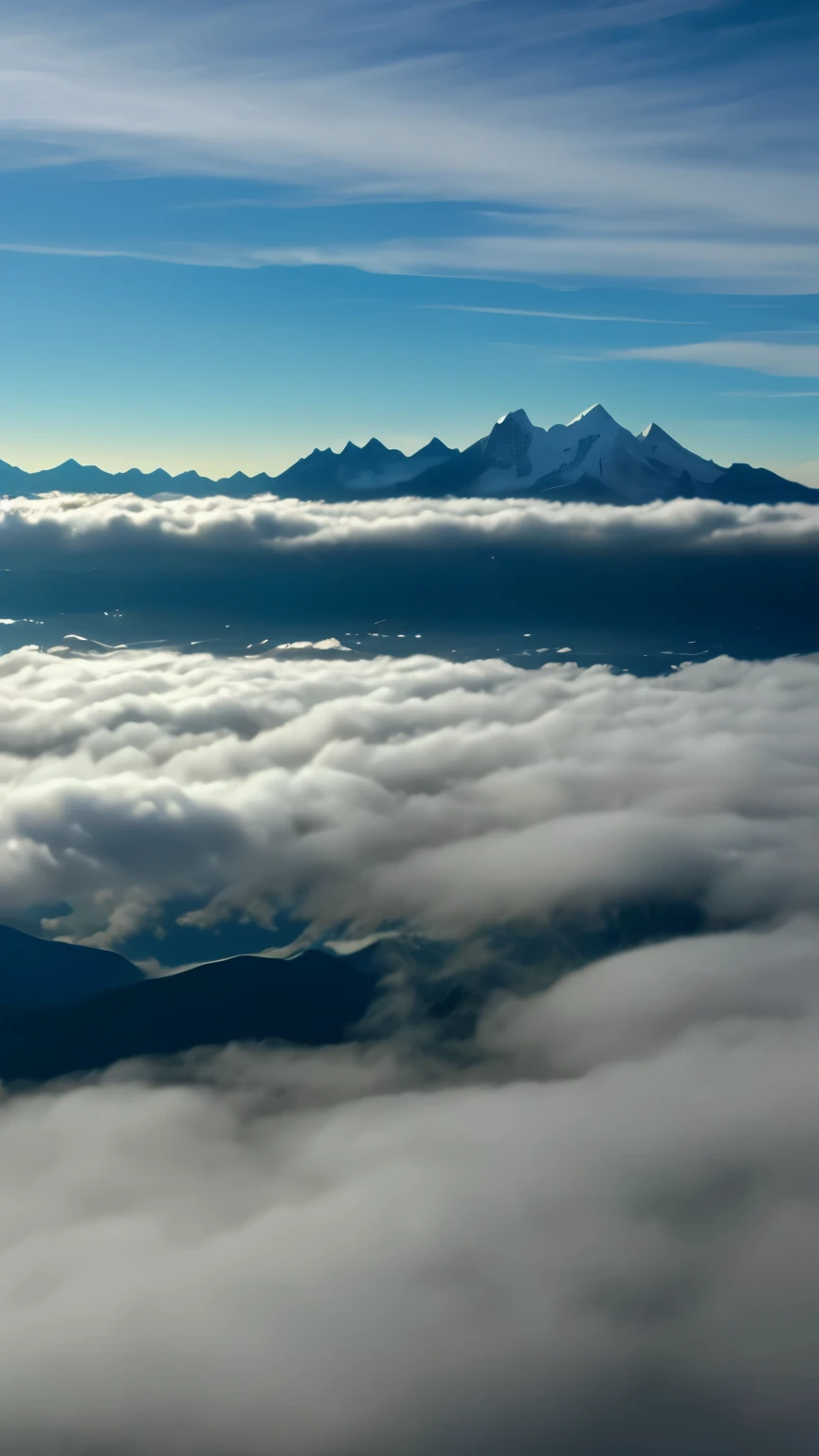 Mountain range above clouds