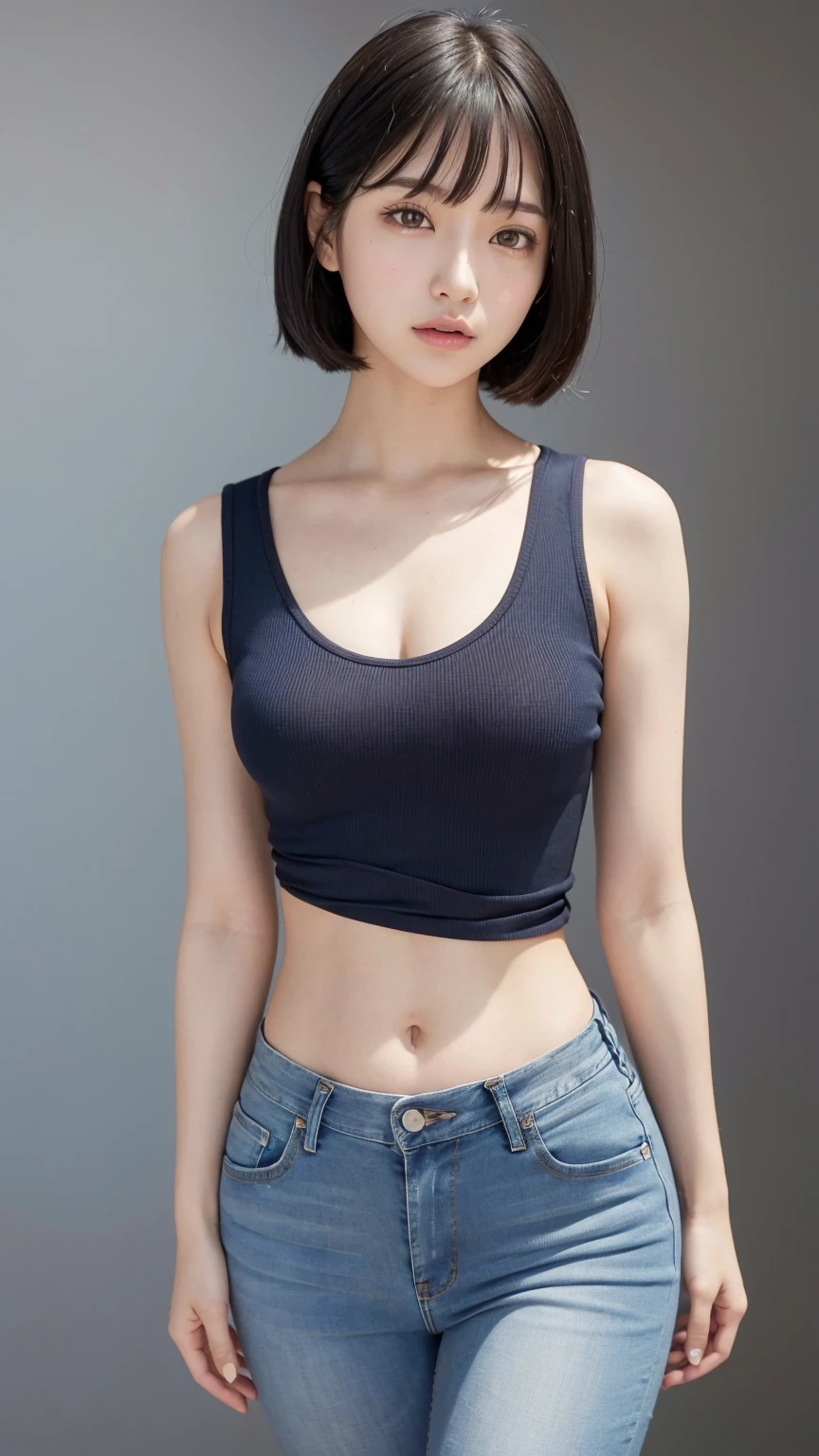 (masterpiece:1.2, Highest quality), (Realistic, photoRealistic:1.4), Beautiful illustrations, (Natural Side Lighting, Cinema Lighting), Browsing Caution, 
View your viewers, Cowboy Shot, Front view:0.6, 1 Girl, Japanese, high school girl, Perfect Face, Cute and symmetrical face, Shiny skin, 
(short hair:1.2, Rob:1.2, Light purple hair), Hair between the eyes, blue eyes, Long eyelashes, (Large Breasts:0.7, Thick thighs), 
Beautiful Hair, Beautiful Face, Beautiful attention to detail, Beautiful clavicle, Beautiful body, Beautiful breasts, Beautiful thighs, Beautiful feet, Beautiful fingers, 
((Black T-shirt, Denim mini skirt、golden heart necklace、)), 
(Beautiful views), evening, Riverside, walking, (smile:1.5, ), 