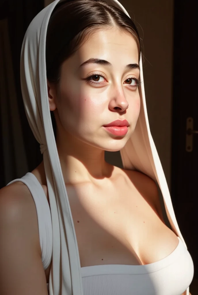 one real persian women, beautiful detailed eyes, beautiful detailed lips, extremely detailed face and skin, white skin, looking at camera, intricate jewelry, showing her breast, dramatic lighting, cinematic, serene expression, hyper realistic, photorealistic, 8k, high resolution, masterpiece, (best quality:1.2), (photorealistic:1.37), ultra-detailed, cinematic lighting, warm color palette, dramatic shadows, elegant, majestic, regal,8k
