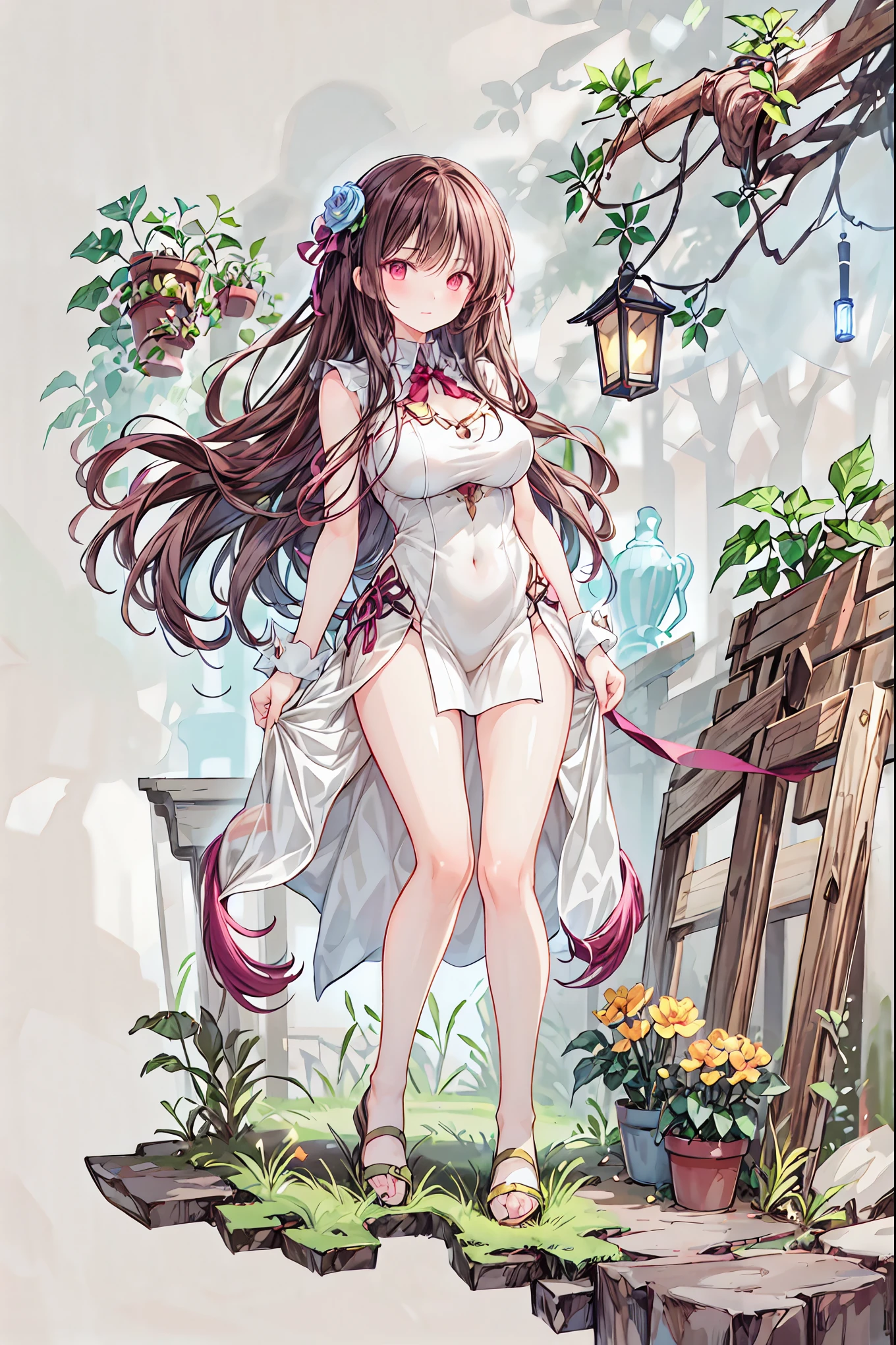  beautiful illustration,  top quality, cute girl, krbwx,  full body, Hippeastrum, Game,  ranunculus 