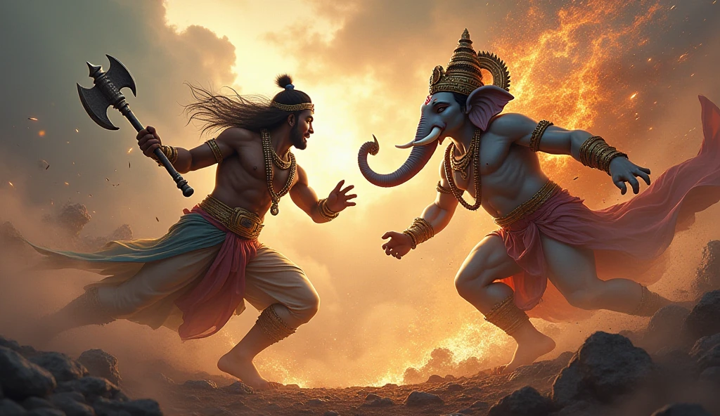 At the same time Lord Shiva, who was the husband of Goddess Parvati, came there and started going inside. Ganeshji stopped him. Lord Shiva tried to convince him, but Ganesha did not listen to him and kept blocking his path. Lord Shiva got angry at this and cut off the head of Ganesha with his trident.