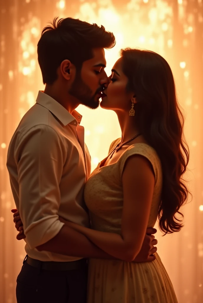 Shadows of youth, a man and a woman kissing and a third shadow of a woman in the background (Only One)