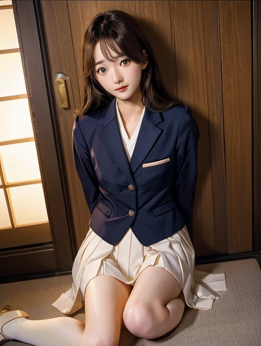 Woman in white stockings,25-years old, wearing in stocking,Sexy Girl, Tall, pantyhose, in 8K,top-quality、超A high resolution、女の子1人、(huge-breasted:1.2)、, Long Black Hair, nurse,a miniskirt,The chest of the clothes is open, Wearing Usa ears,Photo, hospitals,japanes,独奏,Beautiful expression,Sitting with crotch spread on the bed,Cheeks pale pink,A bit like Suzu Hirose,Realistic depiction,Hanging the stethoscope from the neck,Spread your legs shoulder-width apart, Right hand points to the waist、Left hand pointing fingers forward,Smiling,Perfect style,2 or more NG,Logo NG,Text NG