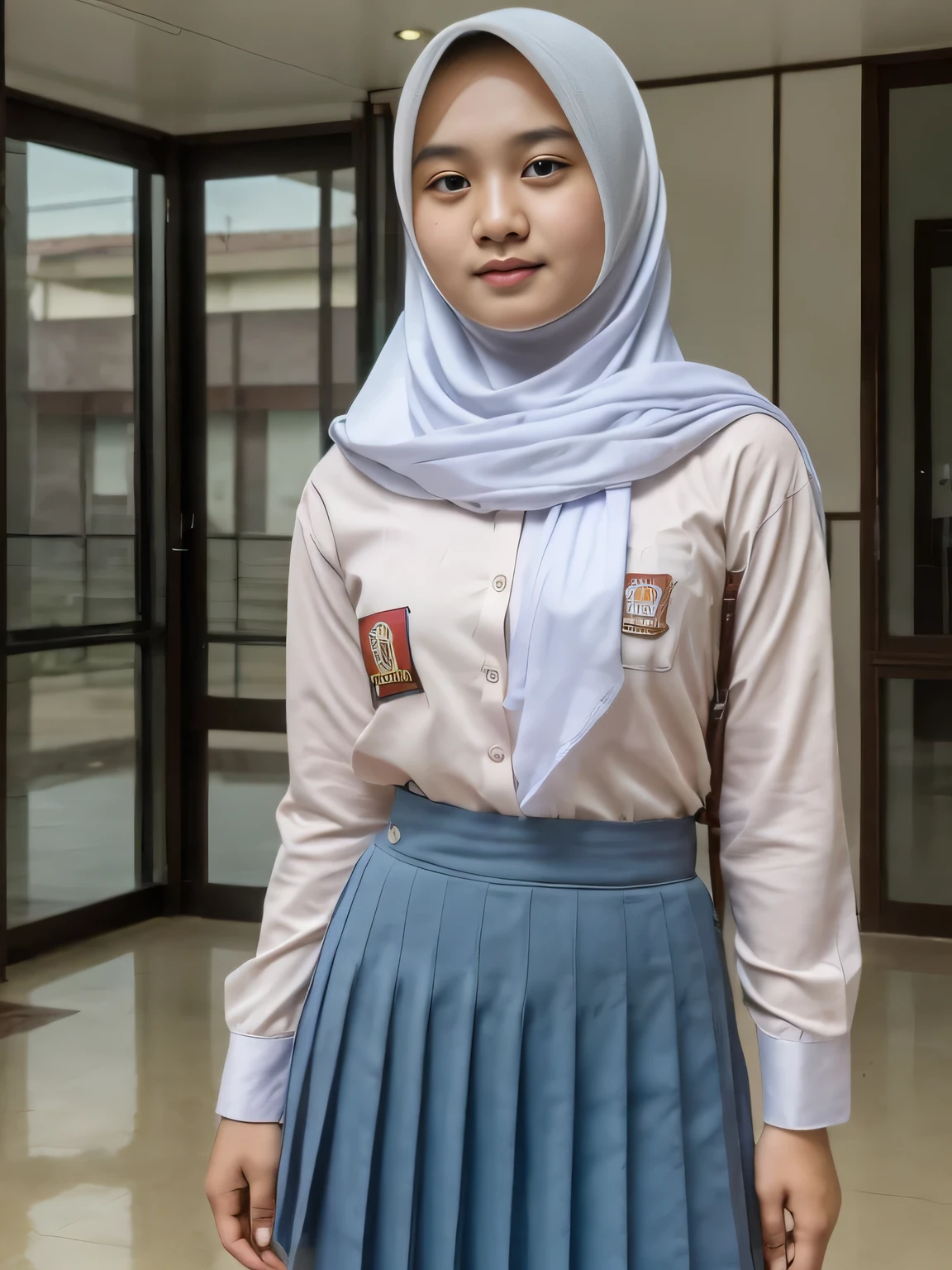 beautiful Indonesian High school girl , (white hijab), young, seragamsmahijab, school, full body ,realistic, photorealistic, photo-realistic:1.37, (best quality,8k,highres,masterpiece:1.2),ultra-detailed,HDR,UHD,studio lighting,extreme detail description,professional,vivid colors