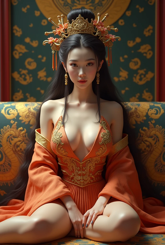 (masterpiece, Best Quality, High resolution, 32K HDR),year of dragon,chinese Mafia girl, man harem,strong woman,black long hair, big breasts