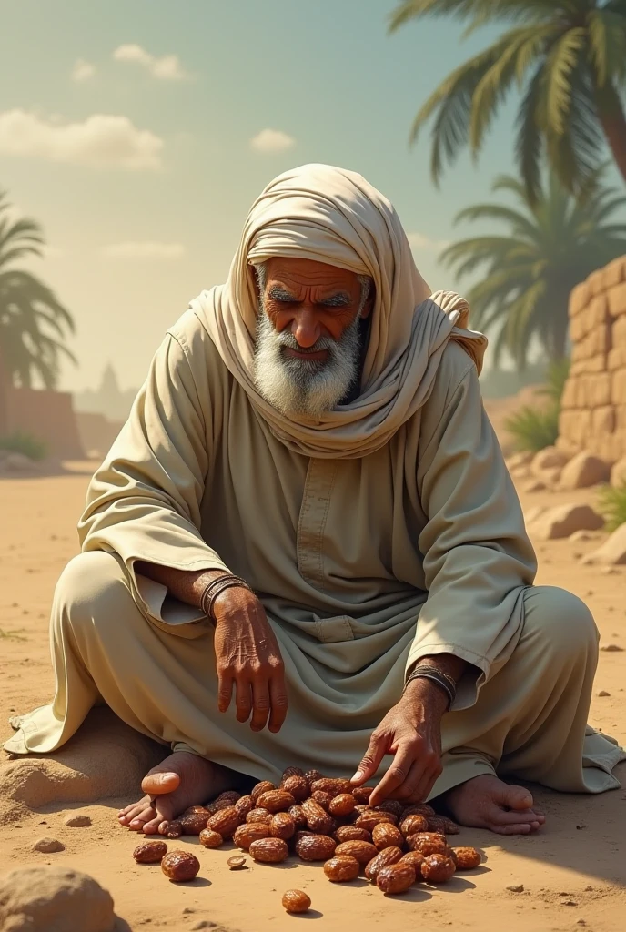 A 54-year-old Muslim Bedouin in the clothes of the Magi, with a long beard and laughing happily --auto --s2