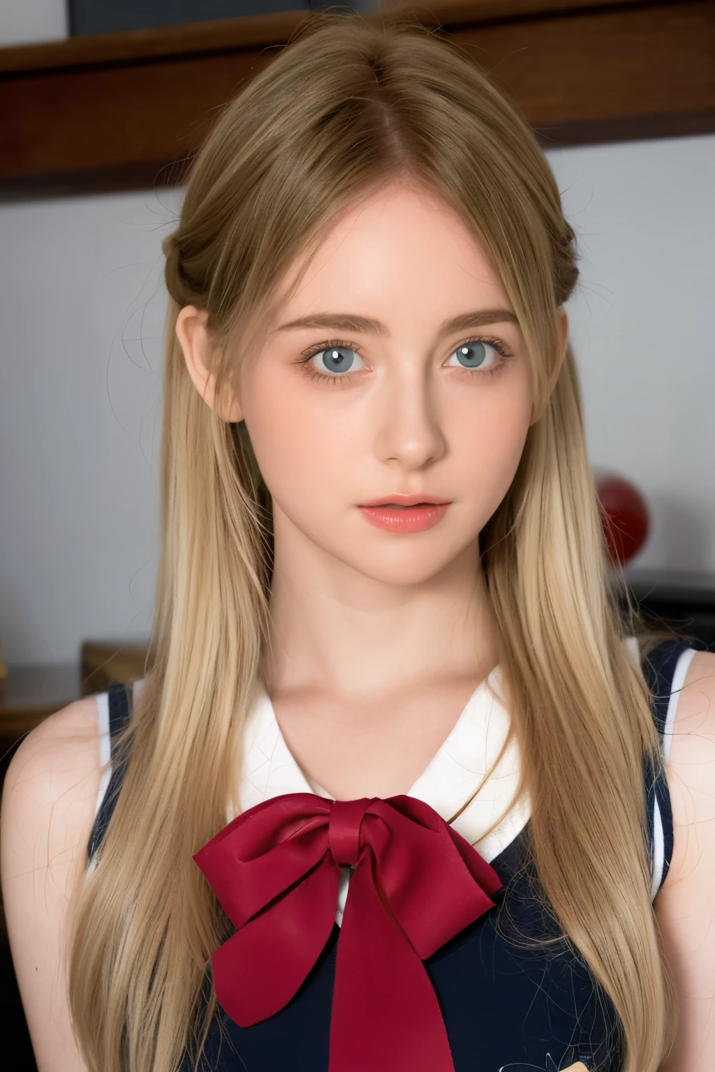  one girl,face,white色の背景,Kinematica Matrix 5,  beautiful, white , Big Nose, Curly Hair, Natural red cheeks,  20 year old girl, His eyes are blue. Her hair is voluminous. Vintage Outfit,  blondes ( blondes Hair)