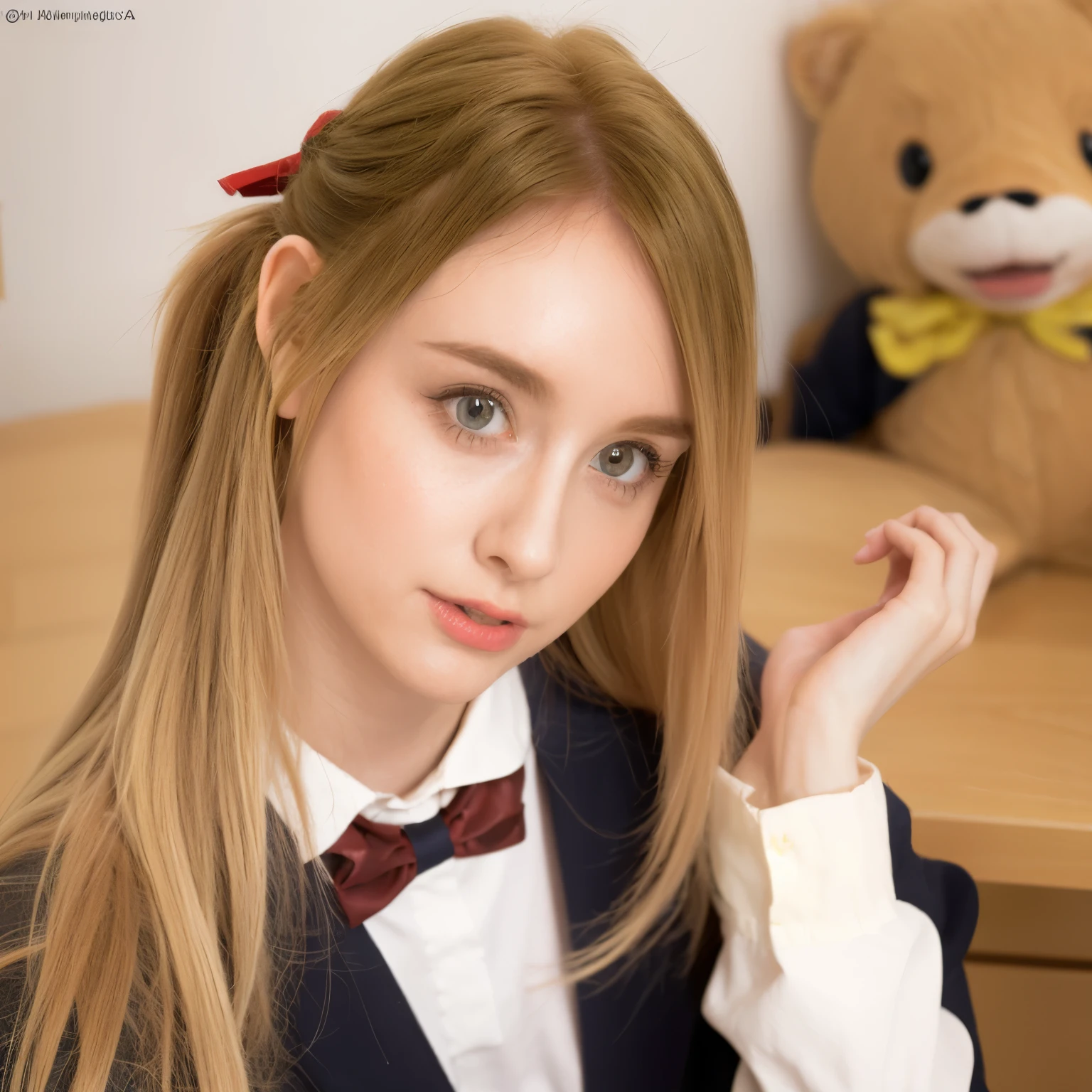  one girl,face,white色の背景,Kinematica Matrix 5,  beautiful, white , Big Nose, Curly Hair, Natural red cheeks,  20 year old girl, His eyes are blue. Her hair is voluminous. Vintage Outfit,  blondes ( blondes Hair)