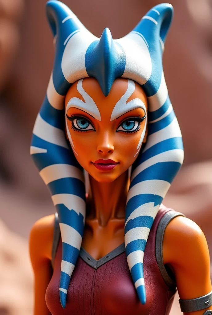 absurdres, (highres:1.1), best quality, (masterpiece:1.3), 3d portrait of shaak ti, togruta, red skin, large sclera, grey-blue eyes, ((small iris)), bikini,  <lora:togrutaLadiesOfThe_v10:1>