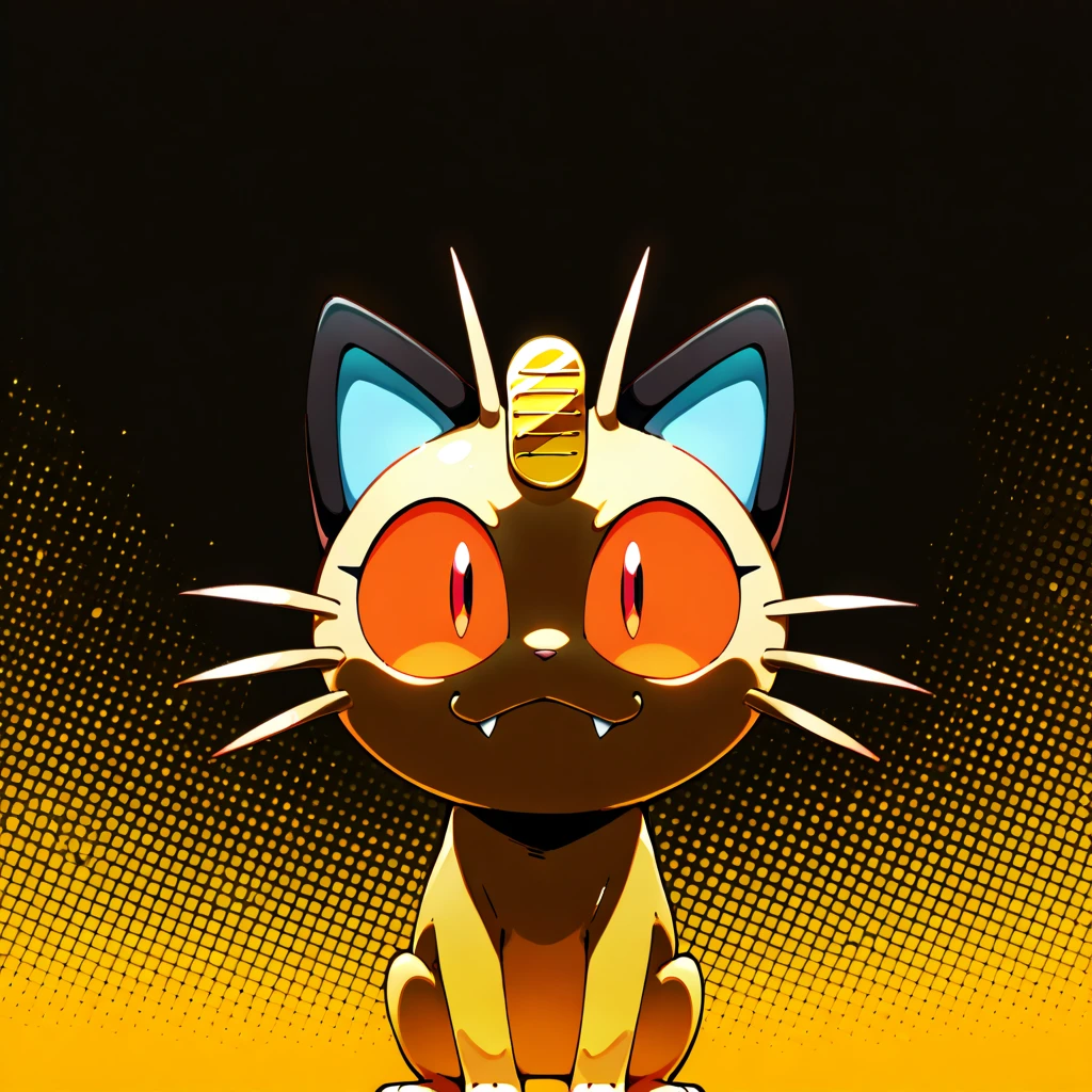 (masterpiece), best quality, solo, no humans,  meowth 573-Tigris with orange-yellow black and white color palette
