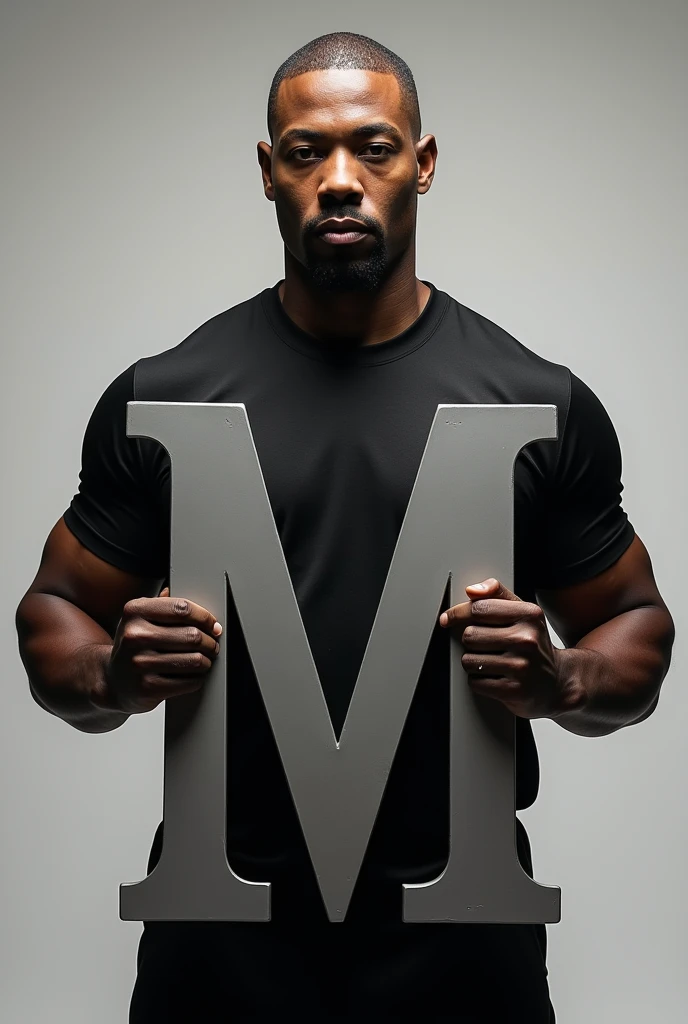 black man, buff, muscular, healthy, in his 30's, black bandana, white trunk shirt, thin gold chain, beard, face front