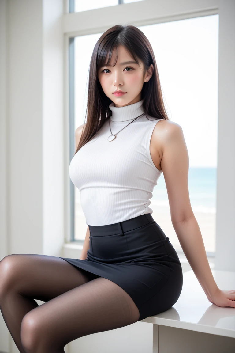 (8k, RAW Photos, highest quality, masterpiece:1.2), Super Resolution, (Realistic, Realistic Photo:1.37), whole body, 頭からつま先までwhole body, High-resolution RAW color photos, Professional photos, Very detailed, 8k wallpaper, Very detailed美少女, Very detailed顔, Very detailed目, Very detailed肌, Very detailed指, Very detailed鼻, Very detailed詳細な口 , Very detailedな脚, Perfect Anatomy, Very detailed背景, Very detailed衣服, 1 girl, (18:1.2), Age 25, Fair skin, Oily and shiny skin , Curly Hair, (bangs:1.2), smile, Cute Face, Realistic face, Satin Chibi T-shirt, Micro Mini Skirt, Squat with your butt facing the camera, Dynamic Lighting, Very large breasts, stockings, High heels