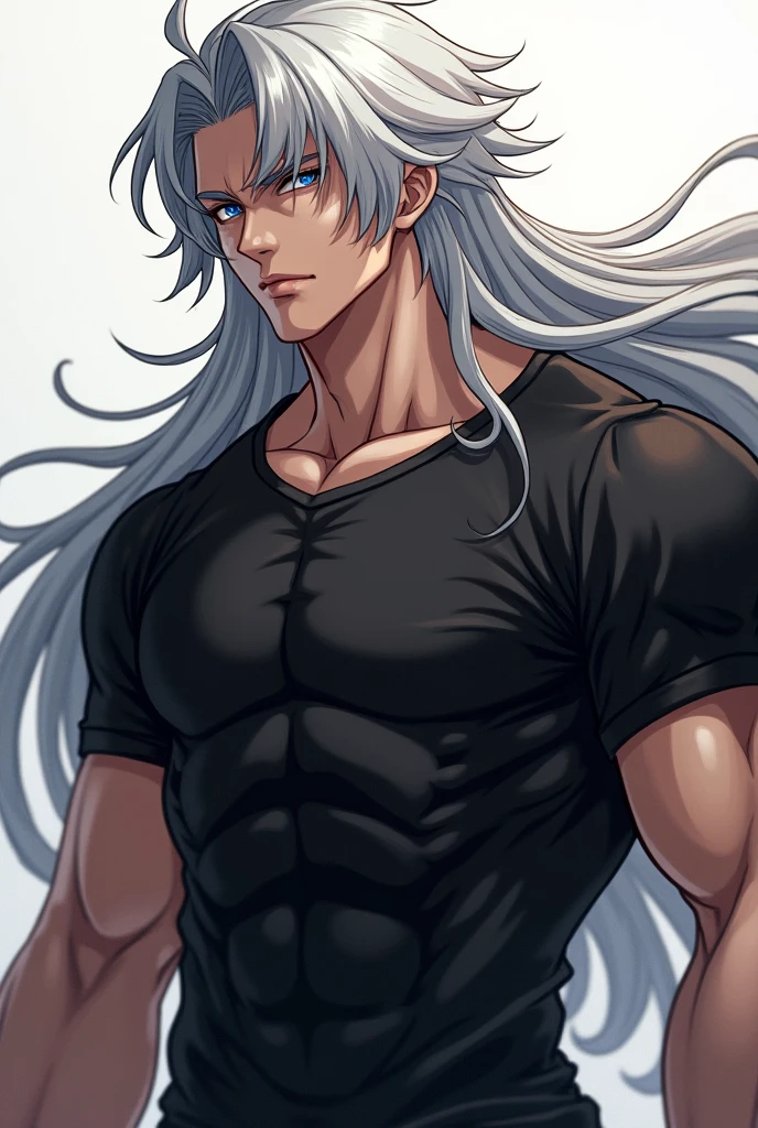 Anime guy shirtless
White hair
6 pack abs
Strong chest