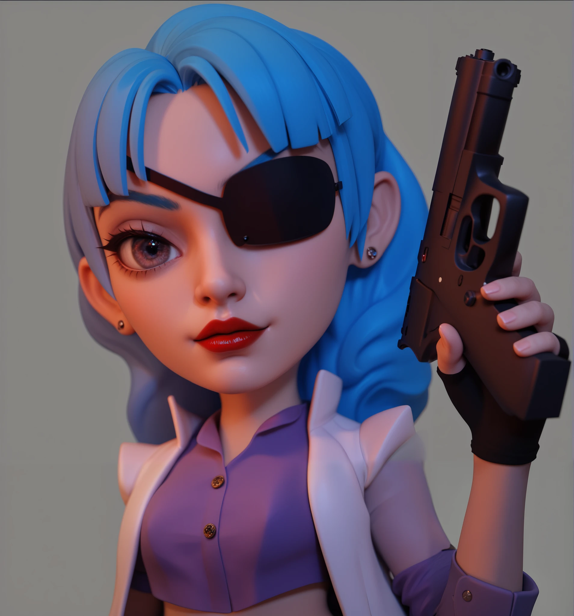 vibrant colors, 8K, high resolution, highly detailed, masterpiece, ((my little pony)), (black striped white hair), (pale white body), (gray eyes) seductive face, woman's tactical gear, standing, big breasts, beautiful body, cap, background daylight desert, purple lips 