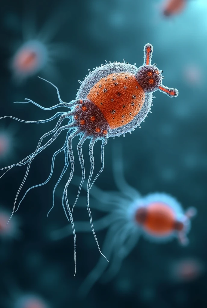 Image of a superbug fighting an antibiotic
