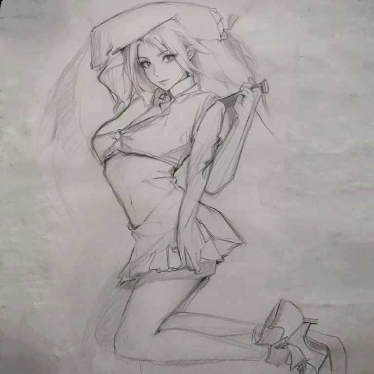 play music,dress,Drawing Lessons, top-quality, sport Poses, drawing, stechbook,Sketch beech, Daily Draw, teachbook, Drawing Lessons, top-quality, sport Poses, Correct anatomy, Beautiful body curves, Sketch beech, Daily Draw, vestments, Pencil、black-and-white、monochromes、Granblue Fantasy、Hair falls on the shoulders, poses with weapon, 4 k , high-quality face, many images,