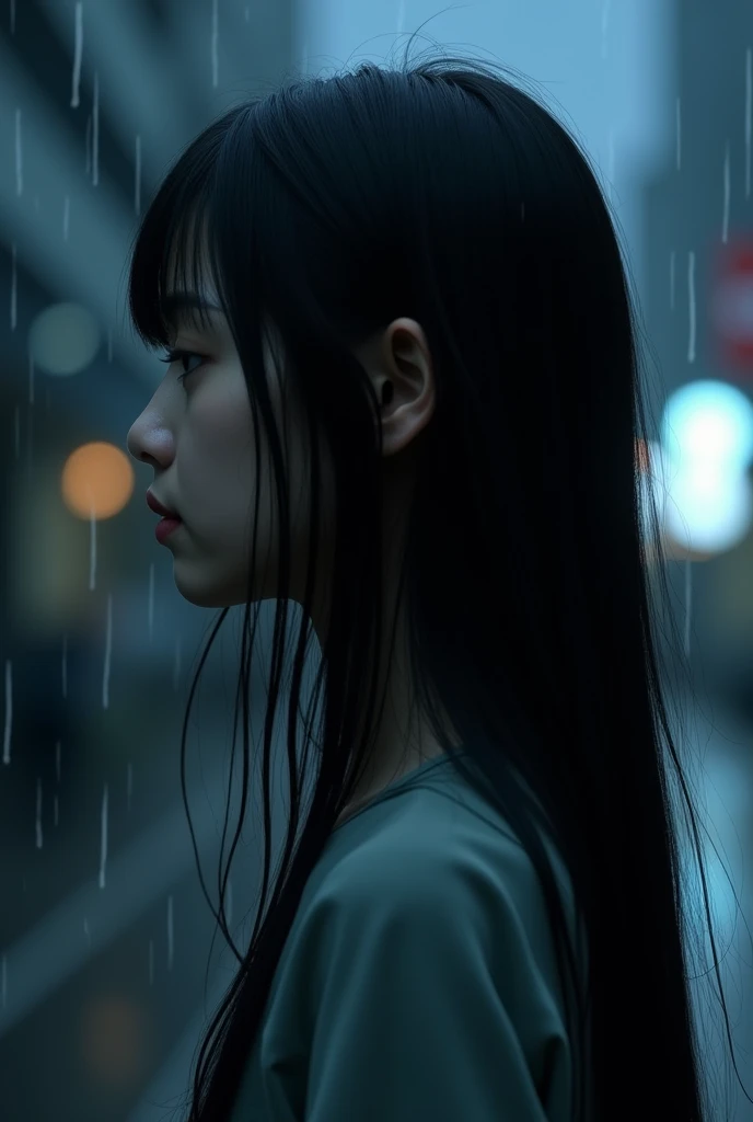 (Best quality, masterpiece), 1 girl, Looking down, wind, particle, simple background, gloomy mood, upper body,
