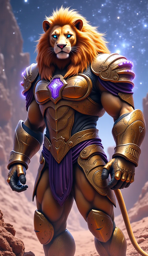 Magenta Lion, Lion, anthro, portrait, (((full body portrait))), (open robe), (((magenta robes))), showing chest, (((magenta fur))), (((magenta chest))), (((magenta hair))), (((magenta body))), (((magenta mane))), big mane, magenta eyes, (((glowing eyes))), bodybuilder body, male, (nipples), solo, adult, abs, big pecs, huge muscles, looking at viewer, front, detailed face, lotus pose, beautiful eyes, muscular chest, muscular pecs, muscular face, beefy, (((space background))), (((galaxy background))), ((calmed face)), by bruteandbrawn, by personalami, by kenket, (intricate, high detail, film photography, soft focus, RAW candid cinema, photorealism, realistic, photorealistic, analog style, subsurface scattering, masterpiece, best quality, ultra realistic, 8k)