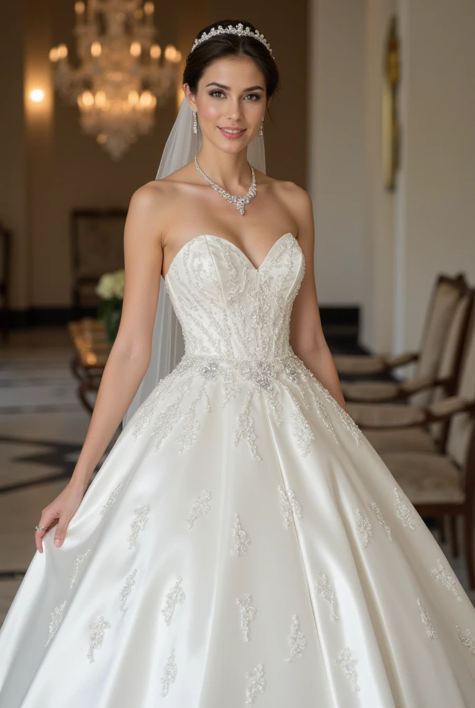 Beautiful woman, beautiful bride dresses, beautiful style, beautiful makeup, full length 