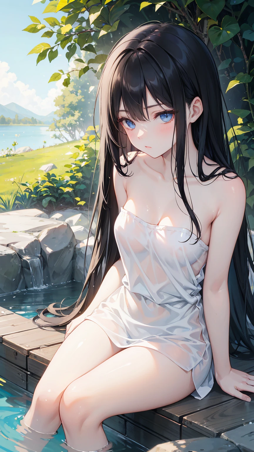 (NSFW:1.2), (High resolution:1.1), (absurderes:1.1), Best Quality, Ultra high definition, The highest resolution, Very detailed, Anime, 1girl in, anmi, Cute Girl, Cowboy Shot, Lying down, Manli crossed his legs, Shoulder and occipital region, Raise your legs、Rest your knees on your chest、With your ass up, (Spread legs:1.2), 1boy, (SEX:1.3), From below, up shirt, Navel, Salar de Uyuni, Water surface reflection