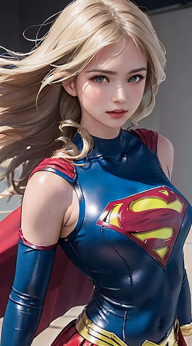 cleavage, (best quality, masterpiece, colorful, dynamic angle, highest detailed) (Supergirl), upper body photo, fashion photography of cute blonde long hair girl (Supergirl), dressing high detailed Supergirl suit, (ultrahigh resolution textures), in dynamic pose, bokeh, glowing web, (intricate details, hyperdetailed:1.15), detailed, moonlight passing through hair, perfect snowing night, fantasy background, (official art, extreme detailed, highest detailed), HDR+