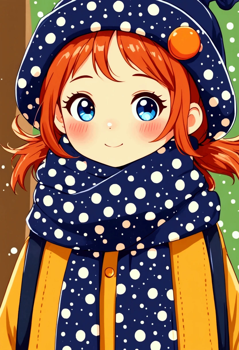  cartoon character design，cute girl ，hat，scarf，Dot