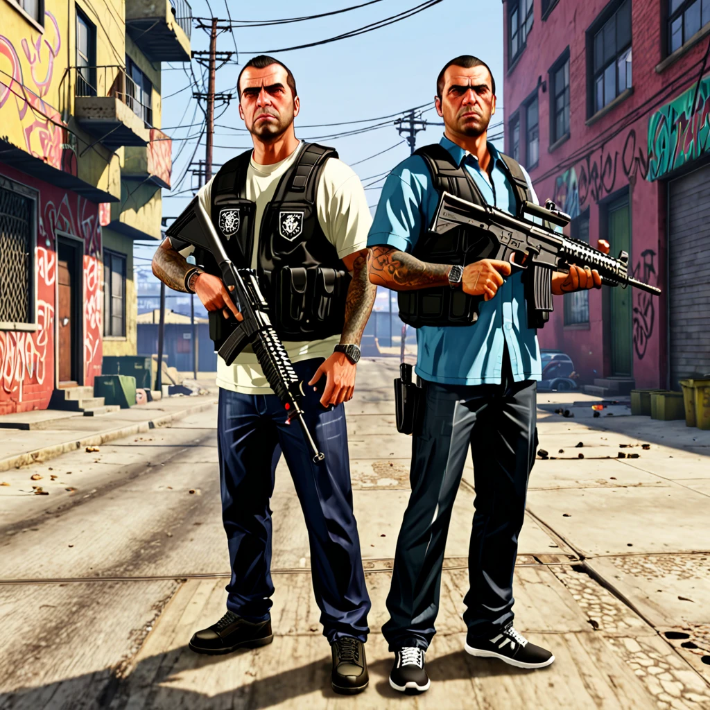  GTA V loading screen (((African American ))) opg))  from (( five )) with firearms (Pistols ) in the ghetto