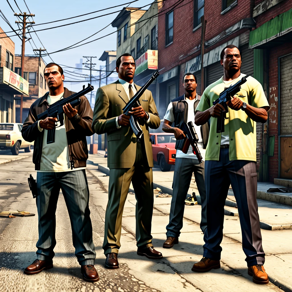 GTA V loading screen (((African American ))) opg))  from (( five )) with firearms (Pistols ) in the ghetto