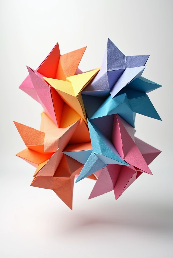 Create engineering and architecture origami’s composition 5 modules, colorful, unique , 