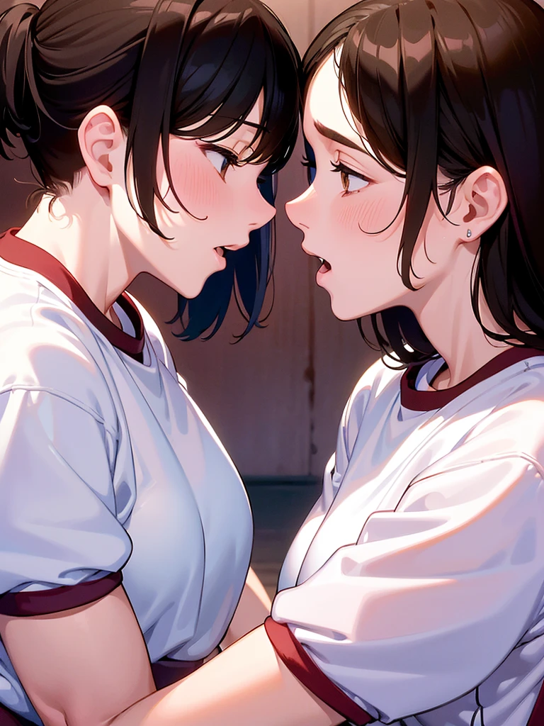 Lesbians making out, girls making out, girls kissing. Soaking wet clothes.