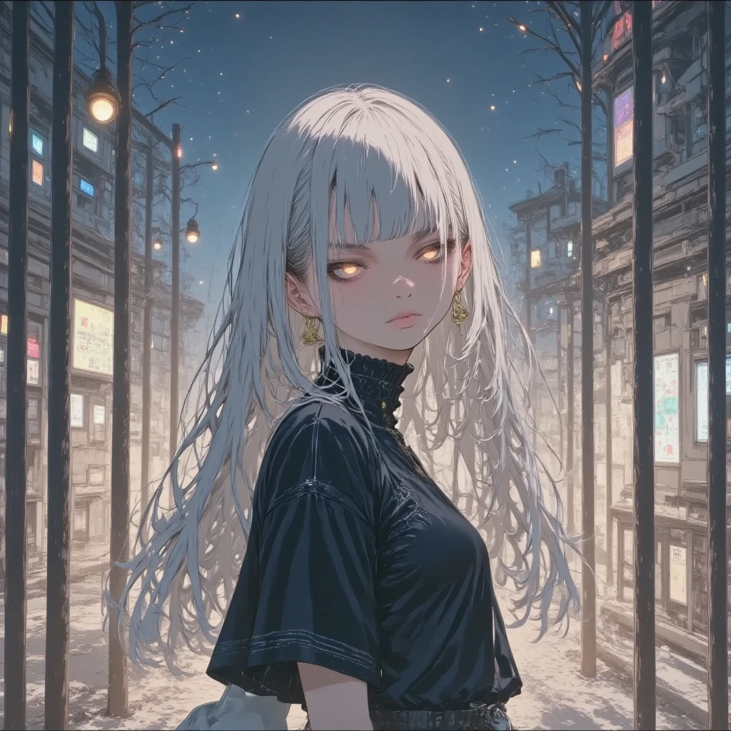 masterpiece, solo, rough stroke anime, flat color anime, 1girl,  white hair, short hair, sharp line art, detailed illustration, long eyelashes, cinematic lighting, ambient light, volumetric lighting, ultra aesthetic environment, 8k, 16k, hdr, best quality, indirect lighting, super quality composition,