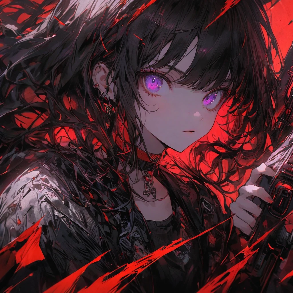 (The whole body is a shadow),(black skin)1girl,screaming expression,long hairstyles,red eyes,gothic lolita,wild hair,darkness falls,revenge,hell,hatred,((tears of blood:1.2)),Dark world,despair