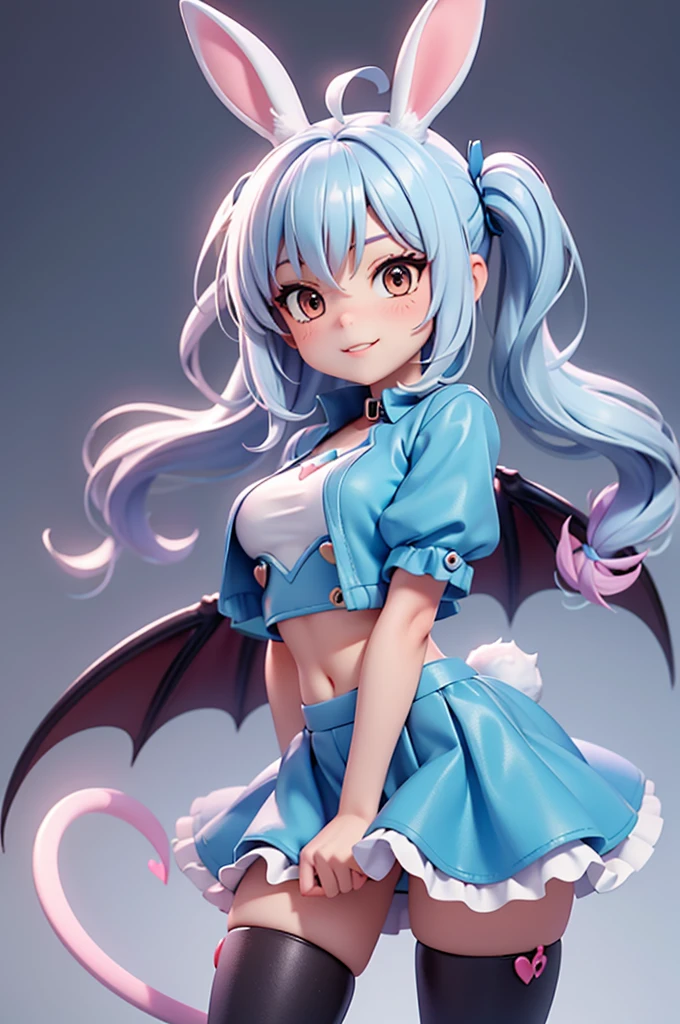 Anime girl with blue hair and horns on the street, 3D Realistic Anime, 2. 5 d cgi anime fantasy artwork, anime style 3D, Anime style. 8K, 4K Anime Style, Realistic anime in 3D style, deviantart artstation cgscosiety, digital anime art, Gwise Style Art Art, Detailed Digital Anime Art, White shirt, Dragon wings