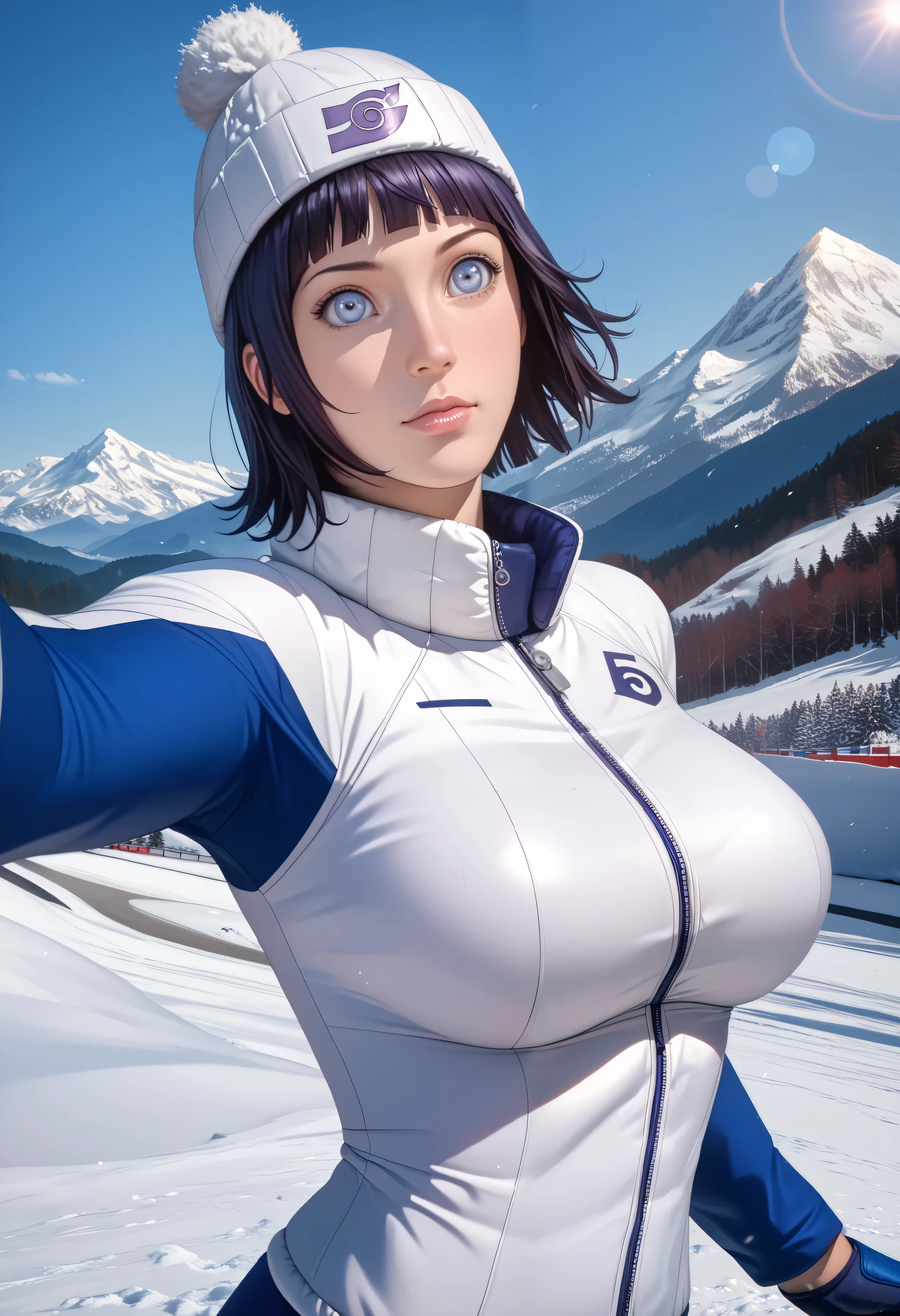 (((Hinata_Hyūga/Boruto))).
Score_10, Score_9, Score_8_up, Score_7_up, Score_6_up, Score_5_up, Score_4_up, Source_anime, Tag1, Tag2, Quality_masterpiece, Anatomically correct, Beautiful face, Perfect face, Highly detailed beautiful face and eyes, Attractive face, Detailed face, Delicate facial features,
, (best quality, masterpiece, photorealistic, elaborate details:1.2), Snowy mountains in background, Speed Snowboarding World competition, female Snowboarder World Championship, (short dark hair, Fair-skinned, White eyes, big eyes, double eyelids, hourglass figure, athlete figure, large breasts:1.3), sports photography, extreme colors, frontal shot, Snowboarding sprint, running down snowy mountain, tight Snowboarding outfit, ski gloves, winter hat, dynamic photo, action photography, beautiful sunny day, shot with wide angle lens, Full Body