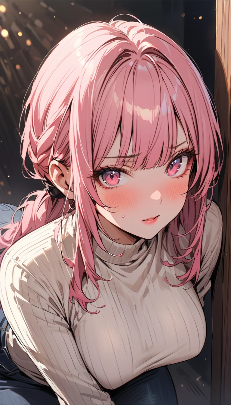 (beautiful elf style), (((tanned skin))) (pov, love style, solo:2, 1000 yo), (beautiful detailed dreadlocks:1.4) (beautiful pink hair long hair sexy elf woman) (beautiful sexy yellow eyes) ((troubled face)) (glossy lip), (small tits), (in a detailed night robe, small tits), break, in the simple bedroom, background best morning sky, BREAK, 16k, masterpiece, best quality, immensely detailed beautiful morning.