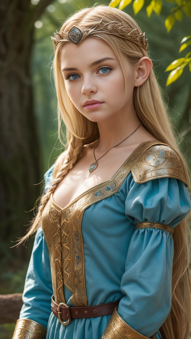 ((8k)),((FanPri )),((medieval)),((perfect eyes, detailed skin ,skin blemish)),((detailed skin ,skin blemish)),(((A teenage girl))),(Elf Princess),(cute),( beautiful ),(cute),(( perfect body )),(( long blonde hair )),(( blue eyes)),(( small breasts)),( little fantasy warrior mind),(wears short corduroy mini dress),Fantasieland,Castle wall ,Ruin,Burg,burghof, warrior crown ,Epic light and lighting,heroic pose ,graceful,Elegant