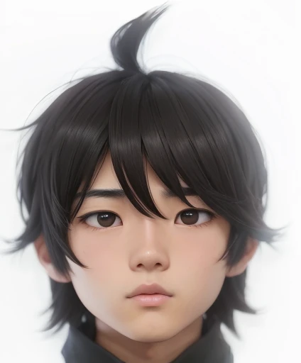   There is a young MAN.   (            con un rostro  realistic  japonés          ) , Ugly face ( very high), with short hair and white t-shirt , adolescente hiper               realistic               , sujeto hiper               realistic               , Chico anime               realistic               ,               anime style realism               , estilo de arte anime               realistic               , estilo de arte de anime               realistic               , Estilo anime 3D               realistic               ,               Portrait of an anime boy               ,                       work of art in the style of Guweiz         , Detallado               Portrait of an anime boy               ,                         incredible facial portrait of a dark anime             . model,               of Asian origin               (average, bajo average),               I just saw the spectator               , retrato(               realistic               :1.4), (:1.0),               black eyes ,   small eyes   (  perfect girl       , Dark),   small eyes ( very high    ),,  Round pupils       (perfect ),eyes (,Serious),eyelash(  perfect girl      ,  ),shirt, thin eyebrows(perfect),  rectangular face,         round eyes, dyed hair (negro ), hair perfect con , hair,        character Makoto Misumi            (               Tsuki ga Michibiku isekai douchuu              ),          Dead fish eyes         , mejillas regordetas , oval double chin       ,        long round chin        , Chubby face , Big Head, She has a double chin , chubby, plump,  serious expression 