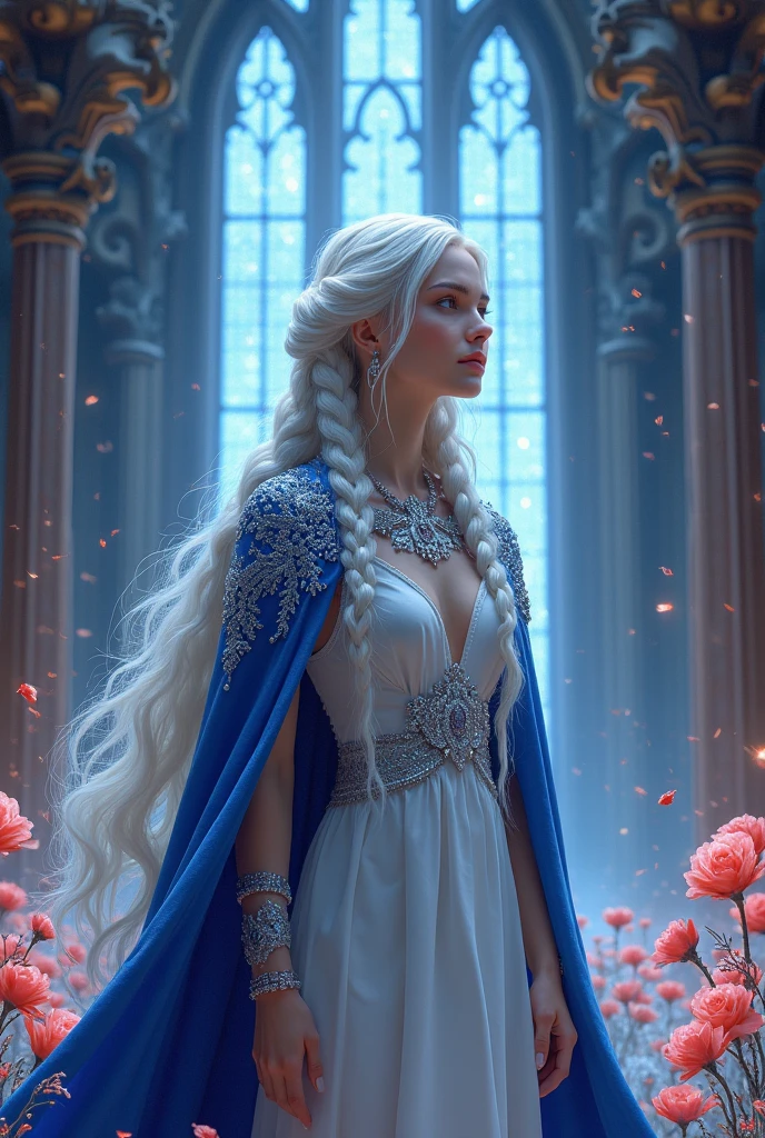 Realistic,8k,In the dark,silver-haired elf princess,sad look,elf Beautiful princess,whole body,bulging chest,beautiful pure white dress,20s in human age