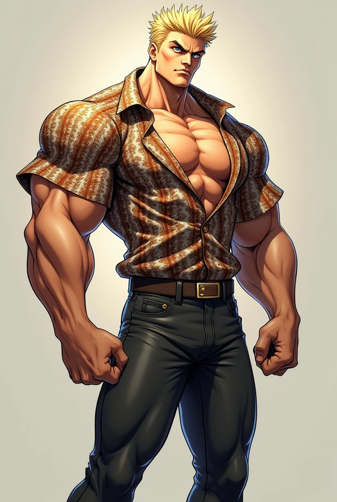 Handsome,fit body,brown hair,tan skin,shirtless, muscular arms,big arms and hands,half body,wearing white jeans,big tiger tattoo on arm,white background