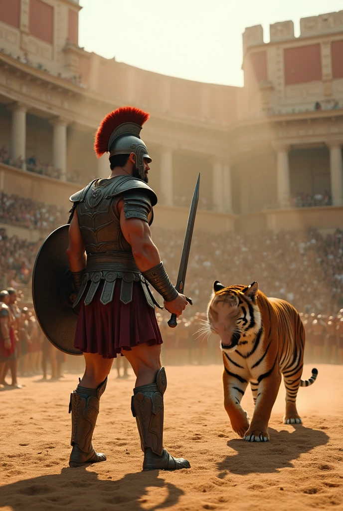 gladiator,helmet, (liquid illumination:1.4), (charming light:1.1),transparent porcelain, robot, synthetic, hyperrealistic,anatomical,cable electric wires,microchip,(cracked:0.45), (mechanical eyes:1.15) at colloseum rome, fighting with a lion,gladiator_style,exterm detailed, detailed background, ,