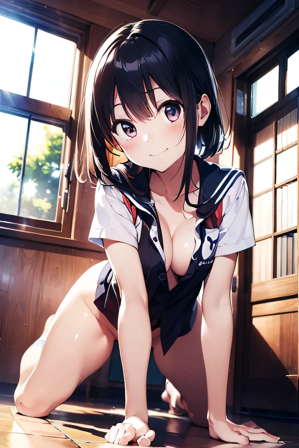 shinkai makoto, kimi no na wa.,
Detailed Background、Beautiful and elaborate face、Beautiful, smooth skin、Skin Texture、beautiful十代の少女、((3人のbeautiful女の子))、Black Hairショート、cute髪型、Changing clothes in a school classroom、smile、Laughter、sexual expression、smile、可愛い色のSailor suit、White sailor collar、Checkered pleated mini skirt、Brightly colored knee-high socks、Panty shot Anime girl sitting at a desk in a classroom by a blackboard, beautifulアニメのhigh school girl, cuteアニメの女の子, White pantiesー,cute, Enchanting anime girl, Anime Moe Art Style, squatbeautifulアニメの女の子, Best anime girl, Smooth anime CG art, Attractive anime girl, Cotton panties,Surreal , Young Anime Girl、Wearing sneakers、White panties、Full Color、(Mastepiece、 Best Quality:1.2)、High resolution、high resolution、In 8K、Real実写、Raw photo、highest quality、masterpiece、 Extremely delicate、High definition raw color photos、Professional photography、 Great face and eyes、超High resolution、Raw photo、beautiful、beautiful、beautiful girl、(solo:1.2)、 Black Hair、Big Boobs、blush、smile、Big 、 、View your viewers、squat、(しゃがみPanty shot:1.2)、Panties fully exposed、blush、Shy smile、Outdoor、outside of home、Obscene content、Porno Graffitti、high school girl、Sit with your knees hugged、Sit with your heels on the ground、Hold your knees with both hands、Shins point forward、The body faces forward、Sit with your heels on the ground、Open legs、Open Crotch、White panties、8K Photo、Live Shooting、最high resolution、masterpiece:1.2、Real、Photorealistic、High contrast、Photon Mapping、Realistic、Super detailed、Professional Lighting、Low - Angle:1.2)、(One girl)、(solo:1.5)、(Height: 165 cm), (18才のhigh school girl), (Japanese High School Uniform)、(Summer blouses:1.2)、(Checkered short skirt:1.2)、(White shirt with student ribbon:1.2)、(Crouching, looking straight ahead)、(Open Crotch:1.2), (White panties:1.5)、(Camel Toe)、(White sneakers:1.2)、 (Perfect proportions:1.2), (スカートの下からWhite pantiesが見える:1.5), (Detailed female genitalia clearly visible:1.4), (Have pubic hair:1.4), (Textured skin)、I can see her cleavage、(8K、RAW Photos、highest quality、masterpiece:1.2)、(Realistic、フォトReal)、1 girl、From the corner of my eye1Tsu Mole、((White blouse、Sailor suit、Red tie、膝下丈の赤いチェックPleated skirt))、(high school girl)、40 years、Skirt rolled up、Gal、Lots of eyelashes、Eyelid glitter、skeletally correct、Crotch open、wavy twin tails、cutesmile、魅力的なボディ beautiful完璧なボディ、V-line emphasis、Put your hands behind your head、Beautifully aligned fingertips、Realistic, Lip gloss, highest quality, 超High resolution, depth, pastel colour, Natural Shadows, Focus on the face, Just the face, Watching the audience, Long Hair, Brunette Hair, 茶色で詳細な目のmasterpiece:1.4), 1 girl, alone, From before, shut up, smile, Parted lips, Glowing Skin, Thick thighs, White pantiesー, , Serap, Pleated skirt, loafers, Black socks, squat, indoor, Looking at the audience, Anatomically correct.